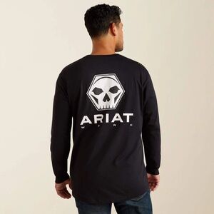 NWT Ariat Men's Rebar Workman Long-Sleeve Bolt Skull T-Shirt